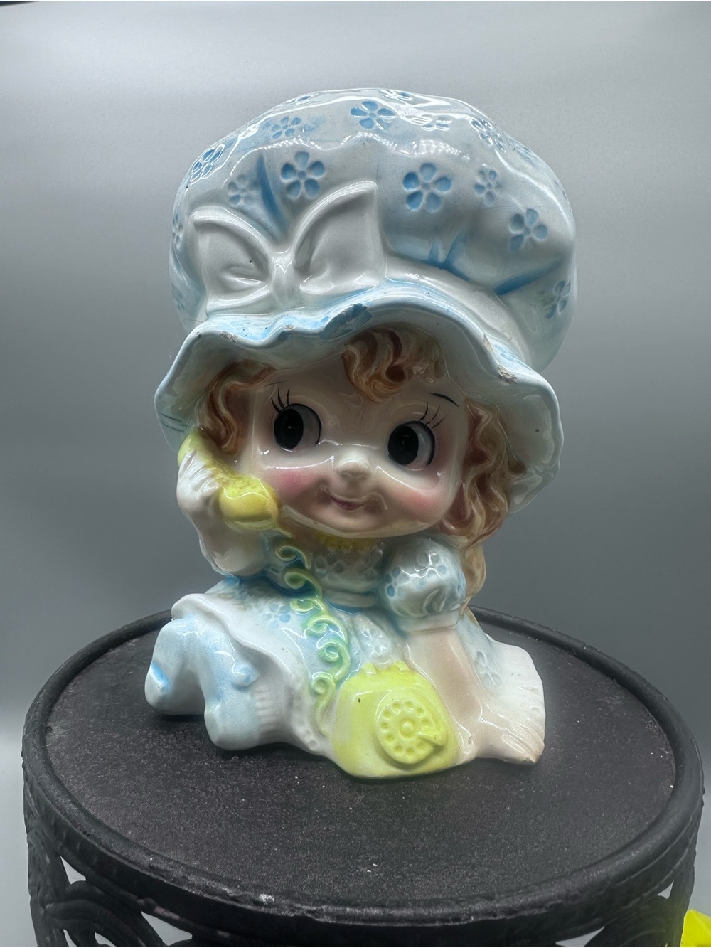 Vintage Parma AA1 Whimsical Ceramic Handpainted Girl Figurine planter